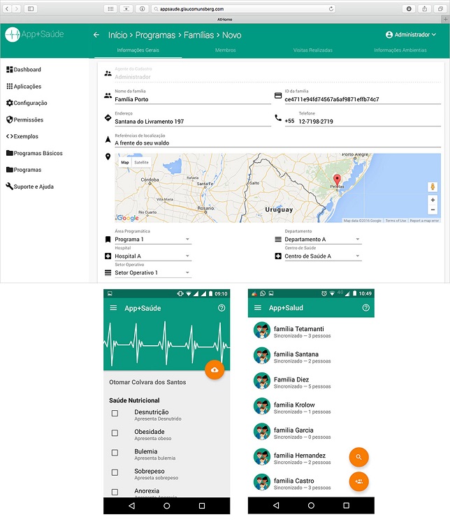 Vistas del sistema web y de la aplicaci&oacute;n de App+Salud