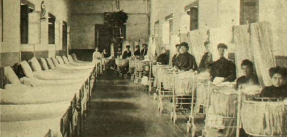 Sala &ldquo;Cunas de Bel&eacute;n&rdquo; o de las &ldquo;Mamitas&rdquo; en el Hospital de Ni&ntilde;os, Santiago de Chile, 1909.