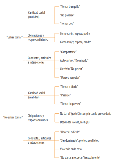 Categor&iacute;as locales que expresan la racionalidad sobre las consecuencias positivas y negativas del consumo de alcohol. Cuzam&aacute;, Yucat&aacute;n, M&eacute;xico, 2016-2017.
