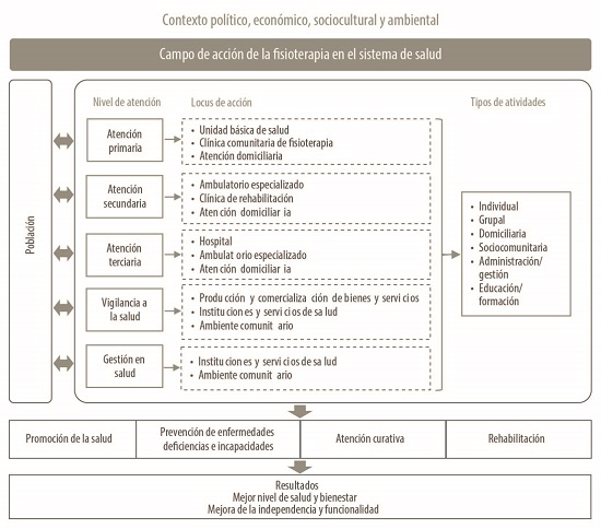 Marco conceptual del campo de acción del fisioterapeuta en los sistemas de salud.