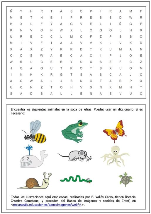 Exemplo de resolu&ccedil;&atilde;o de palavras-cruzadas com imagens fornecidas como pistas (elabora&ccedil;&atilde;o pr&oacute;pria atrav&eacute;s da web El mundo de Deckerix)