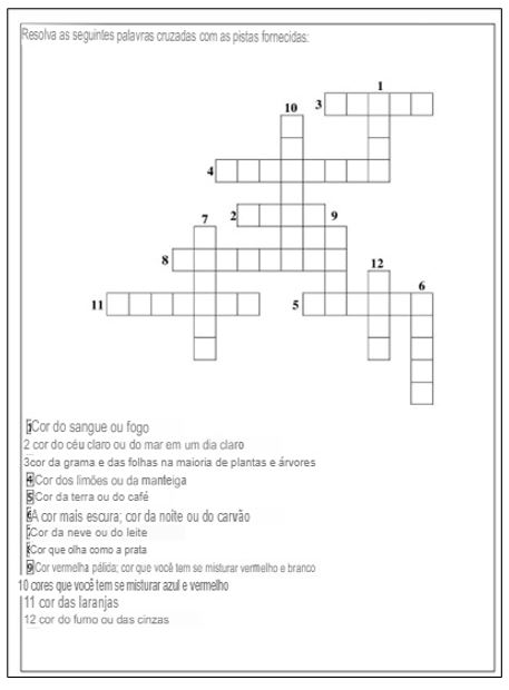 Palavras-cruzadas Simples com Defini&ccedil;&otilde;es