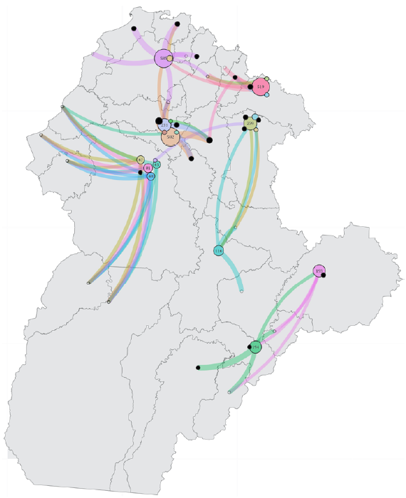 Ubicaci�n de juzgados y bald�os entregados en C�rdoba (1991-2015)