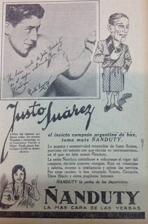 Justo Suárez promocionando mate Ñanduty