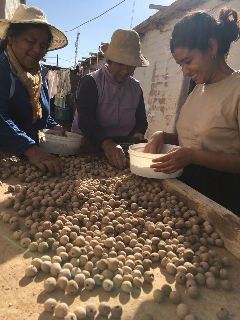 Proceso de producci&oacute;n de la obra Lluvia de barro. Florencia Sadir junto a Mabel L&oacute;pez y Susana Guti&eacute;rrez. San Carlos, Salta