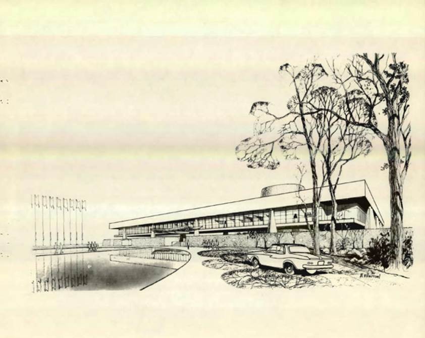 Dibujo del edificio de las Naciones Unidas en Santiago de Chile