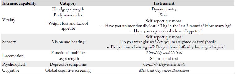 Assessment of intrinsic capacity domains.