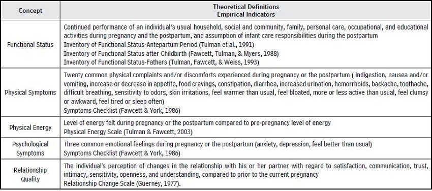 Definitions of the Concepts of the Theory of Adaptation to High-Risk Pregnancy