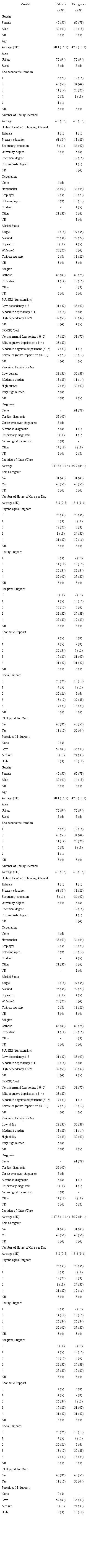 Characterization of patients with chronic non-communicable diseases and their caregivers