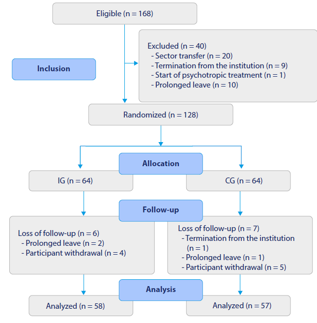 Flowchart of the Participants in the Study, in Line with the Consort Guidelines. Porto Alegre, Rio Grande do Sul, 2021