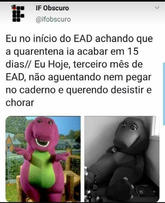Meme sobre ensino remoto