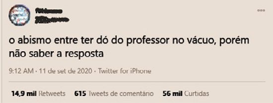 Tuíte de estudante de ensino superior