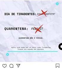 Post Instagram no Dia de Tiradentes