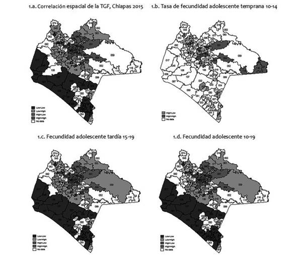 Autocorrelaci&oacute;n espacial de la fecundidad en Chiapas