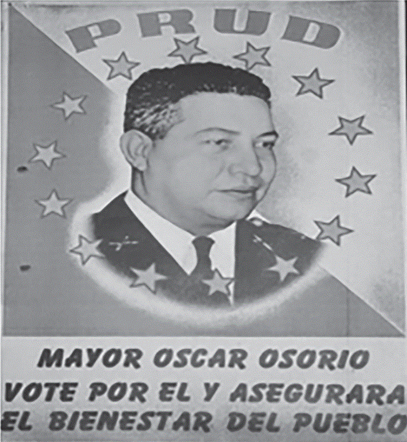 Cartel de la campa&ntilde;a proselitista de &Oacute;scar Osorio. 1950