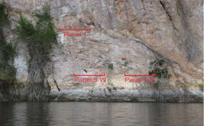 Localizaci&oacute;n del Panel 1 y Panel 5 Sector Este y Oeste en el risco Mensabak