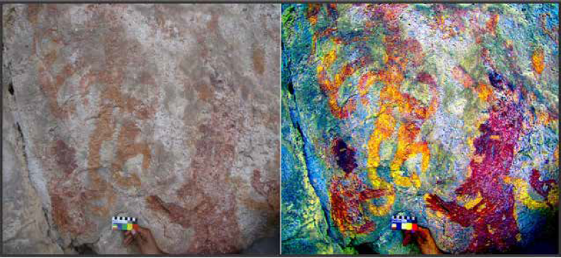 Acercamiento al peque&ntilde;o personaje de la escena rupestre del Panel 1 del Risco Mensabak