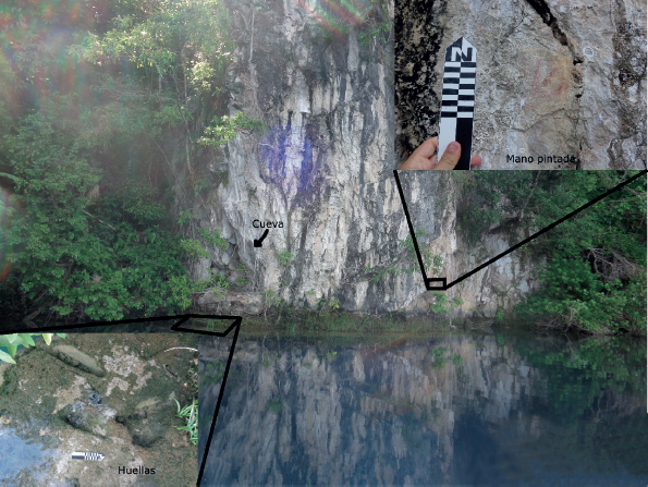 Vista y detalles del Risco de las Huellas, al noreste de Laguna Miramar