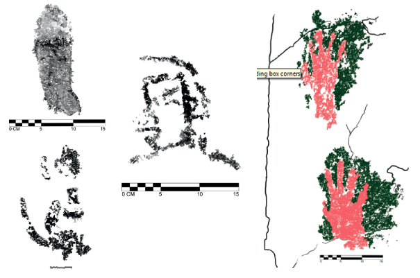Algunos de los diseños asociados al momento Preclásico en el Risco de las Pinturas