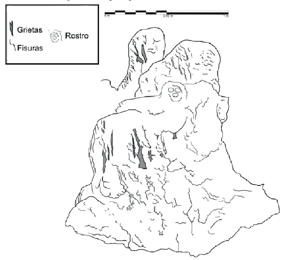 Estalagmita grabada en la Cueva del Elefante