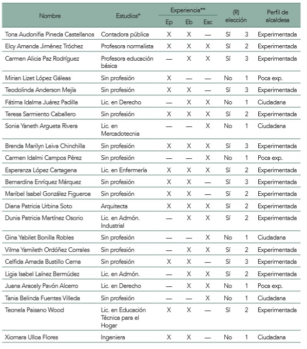 Perfil de alcaldesas de Honduras electas en 2017