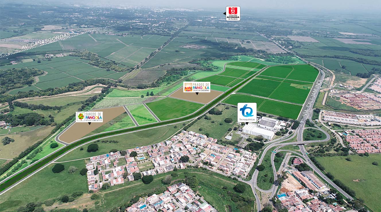 Localizaci&oacute;n de los conjuntos residencial Prados de Pangola y Surcos de Pangola