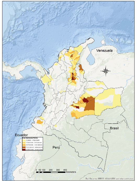 Área sembrada de palma