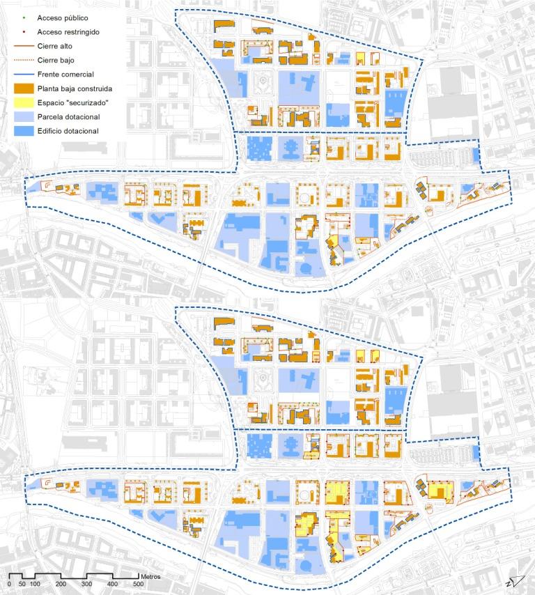 Plano de suelo. Arriba, situación inicial y abajo, situación actual