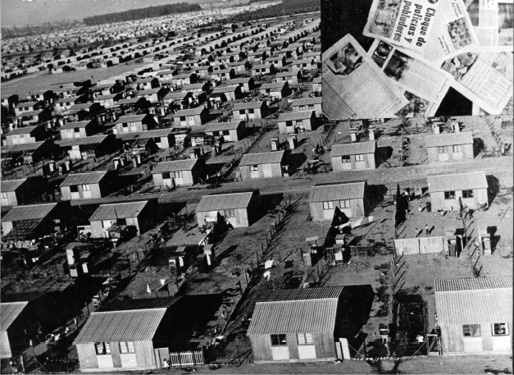 Foto a&eacute;rea del sector D de la Poblaci&oacute;n Jos&eacute; Mar&iacute;a Caro en 1961