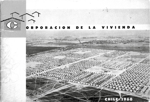 Tapa de una publicación de la CORVI con una foto aérea de los sectores C, D, E y F de la Población José María Caro