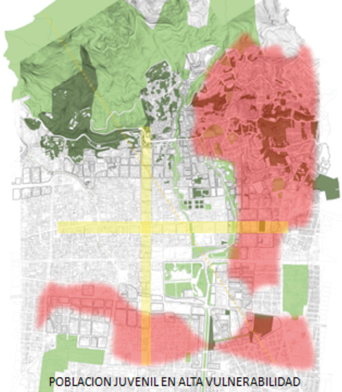 Ubicaci&oacute;n de la poblaci&oacute;n juvenil de alta vulnerabilidad en el centro hist&oacute;rico de Bogot&aacute;