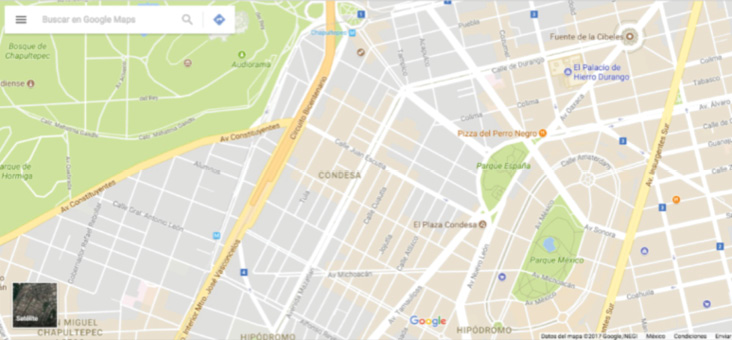 Ubicaci&oacute;n de la colonia La Condesa en Ciudad de M&eacute;xico