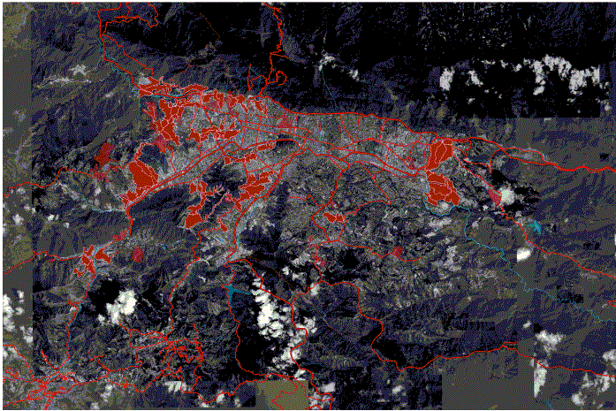 Localización de los barrios autoproducidos en el Área Metropolitana de Caracas.
