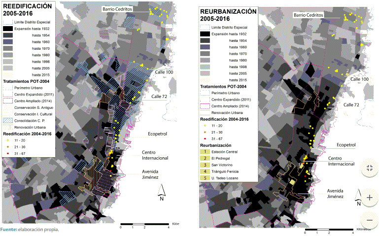 Edificaciones de mayores de 12 pisos generadas por reedificación y reurbanización entre 2004 y 2016