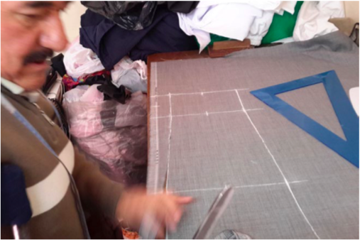 Figura 4. Dibujo sobre los insumos textiles