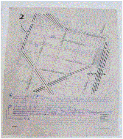 Imagen 1. Mapa del centro de la ciudad de Belo Horizonte intervenido por un asistente al taller