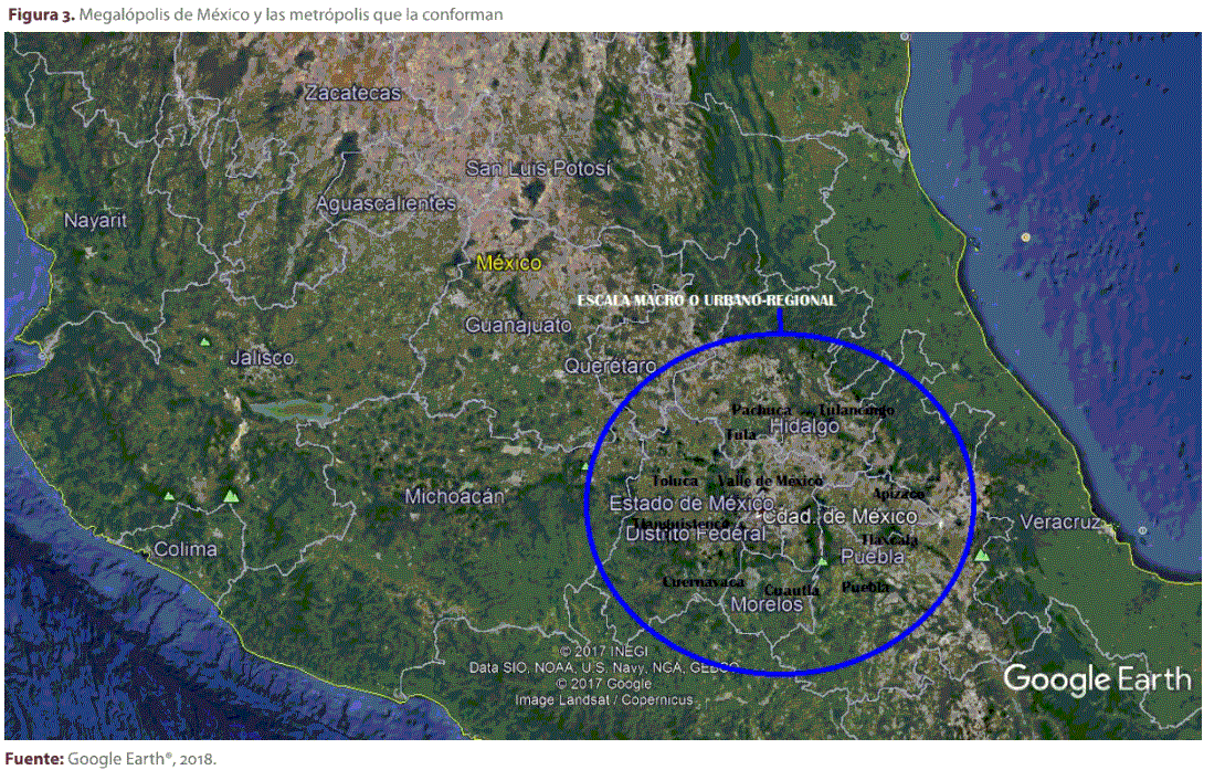 Figura 3. Megal�polis de M�xico y las metr�polis que la conforman