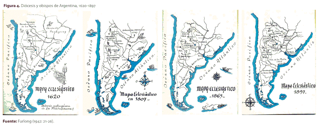 Figura 4. Di�cesis y obispos de Argentina, 1620-1897