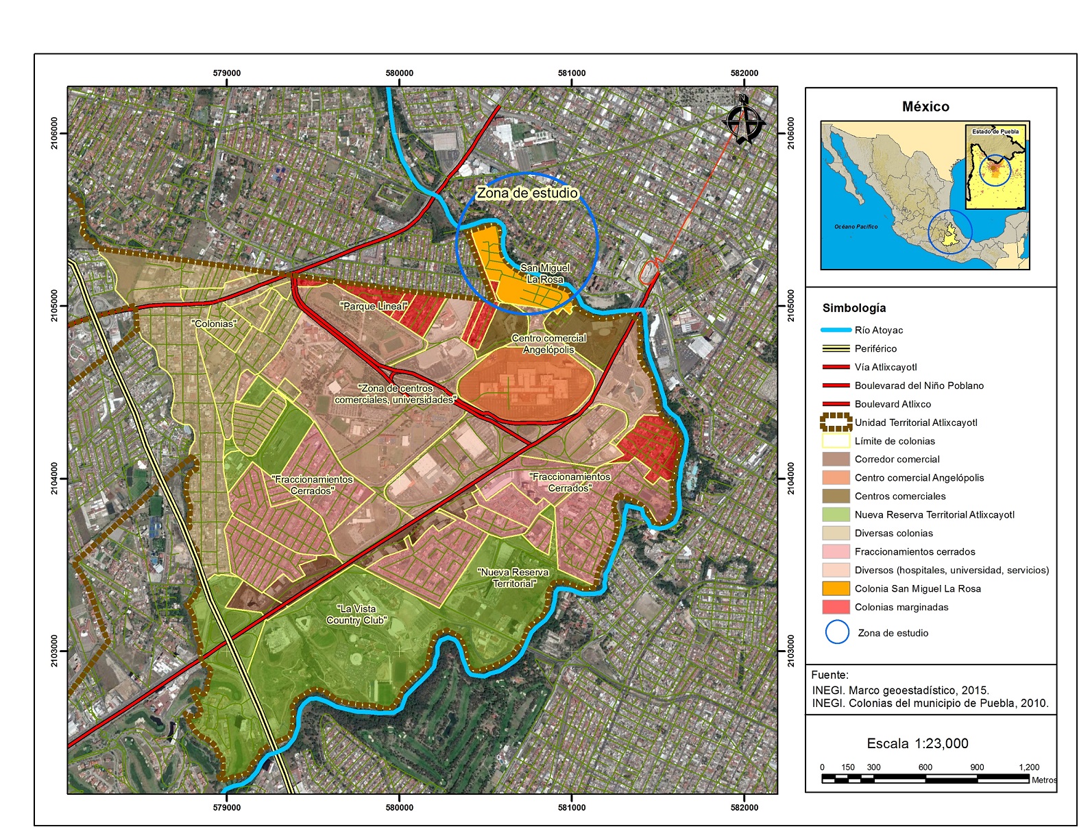 Mapa de la Unidad Territorial Atlixc�yotl