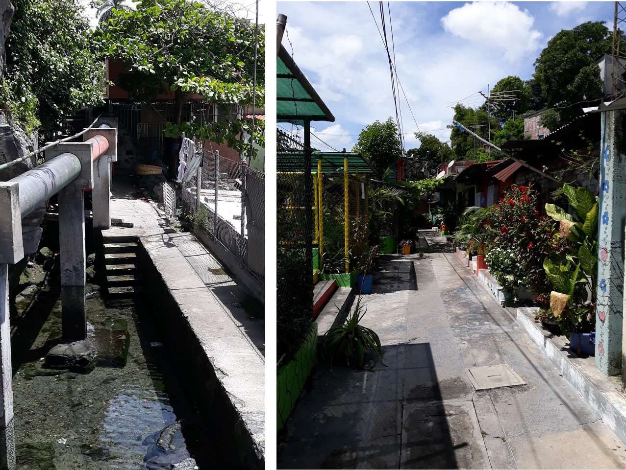 Mejora ambiental del espacio p&uacute;blico e introducci&oacute;n de redes de saneamiento en el barrio de Los Manantiales en San Salvador (El Salvador)