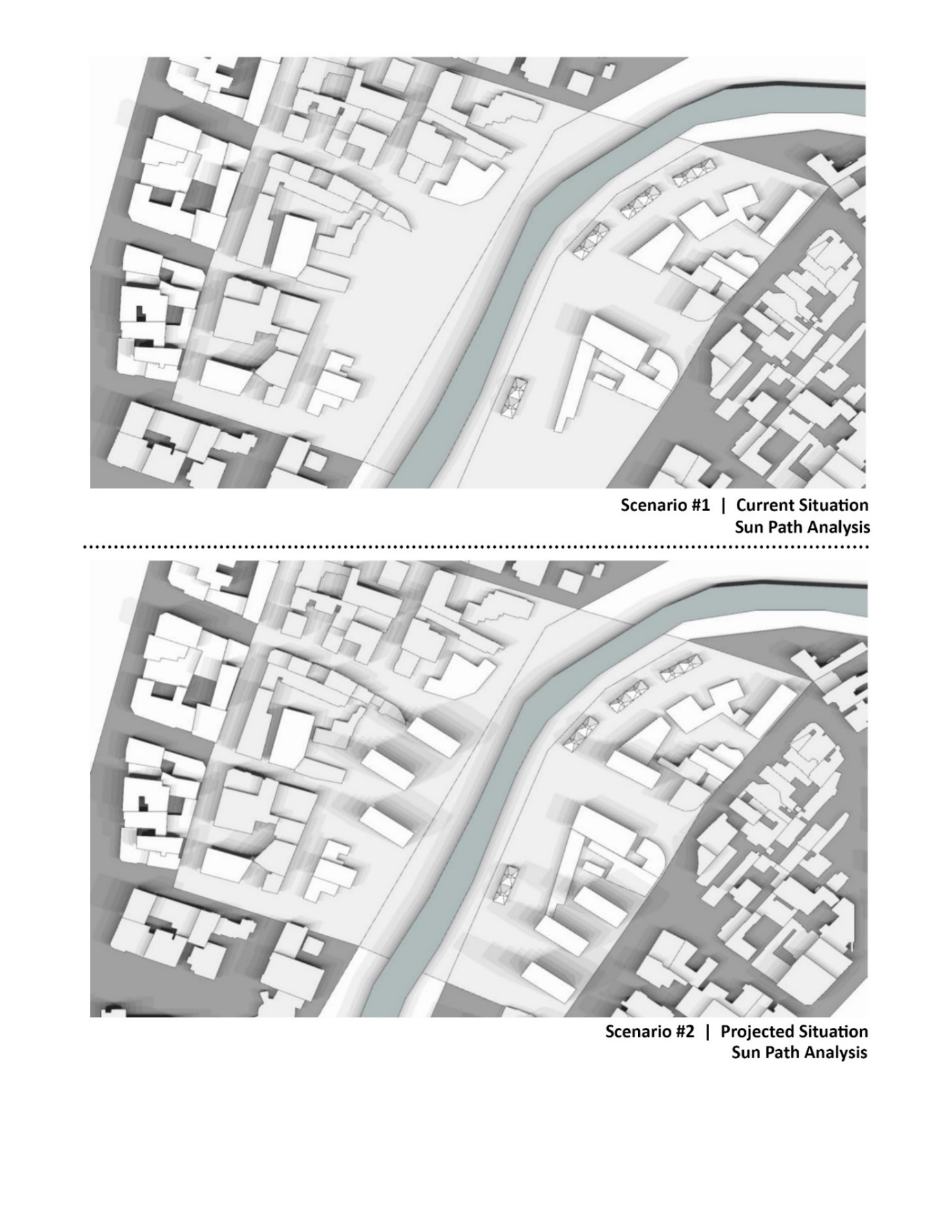 Shading simulations of scenarios proposed for this research
