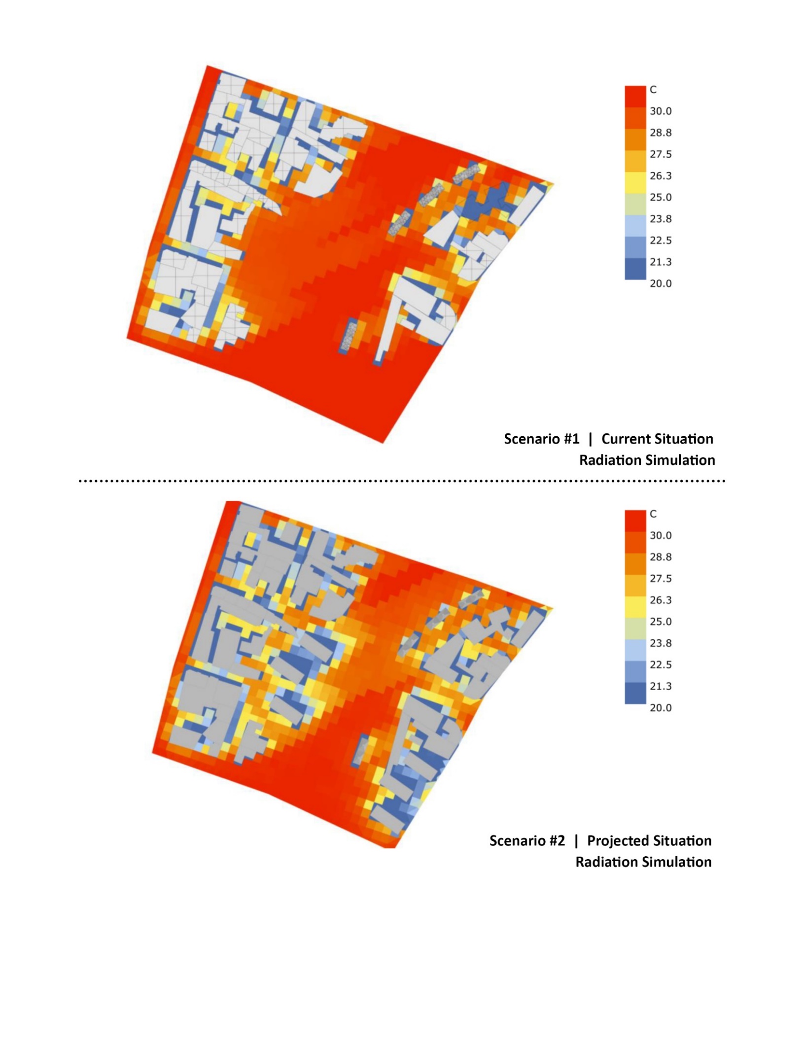 Solar Radiation simulations of scenarios proposed for this research