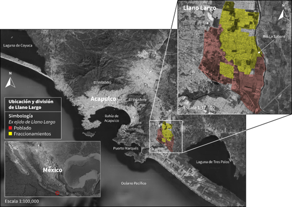 Ubicaci�n y divisi�n de Llano Largo