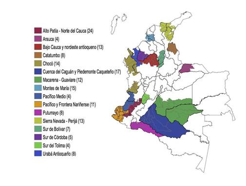 Regiones PDET priorizadas para la implementaci�n definidas CSIVI (2017)