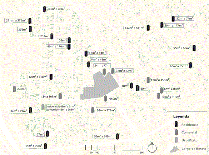 Mapa 2. Emprendimientos inmobiliarios en el sector Pinheiros (2005 y 2015)13