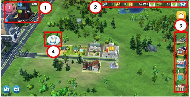 Captura del tablero inicial de SimCity.