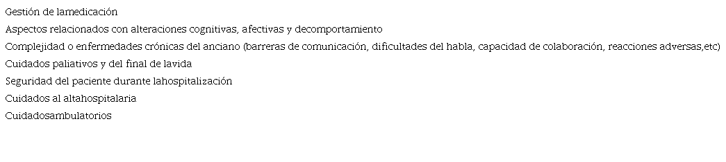 Dominios competenciales para la atención al paciente geriátrico en Medicina Interna y Medicina de Familia