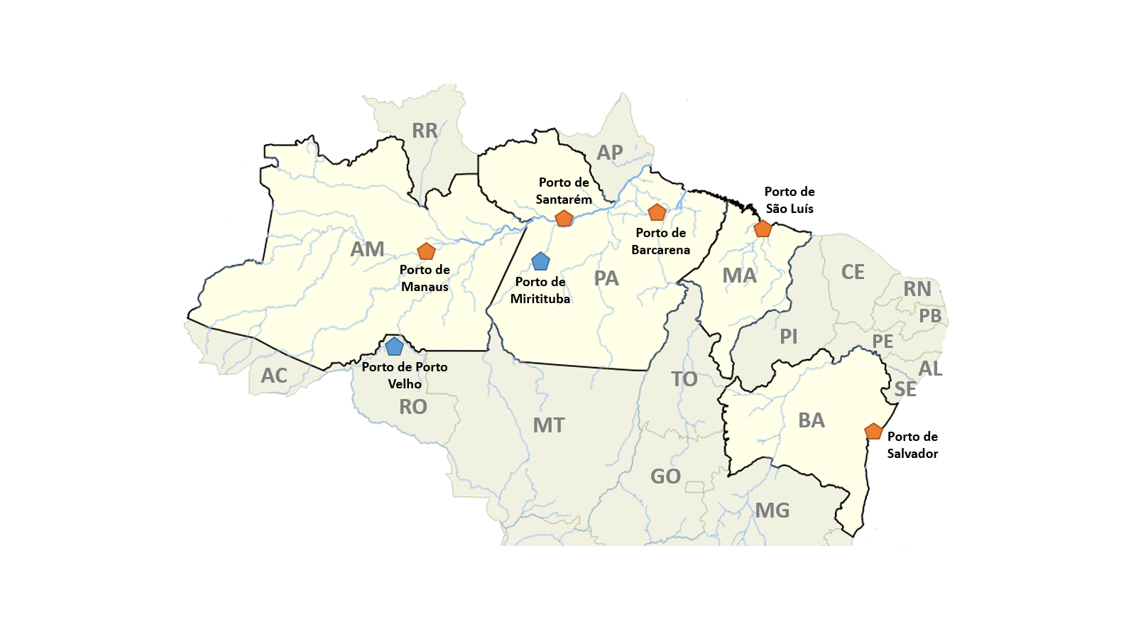 Figura
1 –
Principais portos do Arco Norte 

 