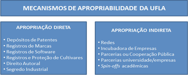 Figura 2 &ndash; Principais Mecanismos de Apropria&ccedil;&atilde;o da Ufla