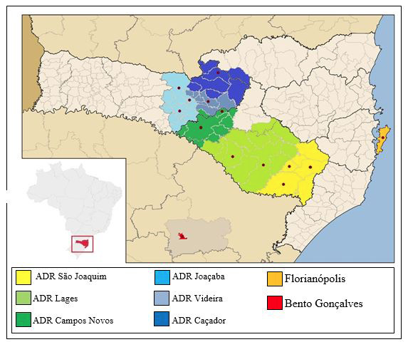 Figura 1 – Localização geográfica do APL de Vinhos de Altitude Catarinense